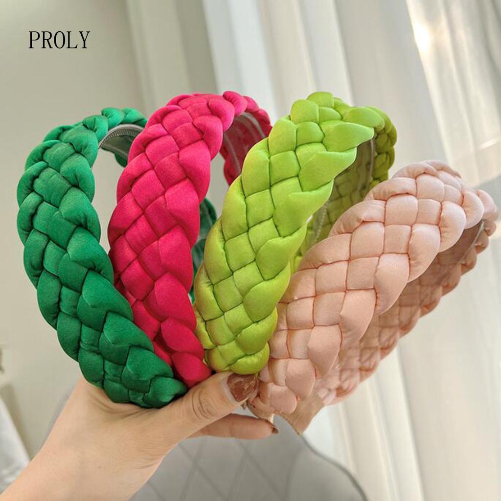 PROLY New Fashion Braided Headband For Women Wide Side Fresh Color Spring Turban Hairband Headwear Adult Hair Accessories