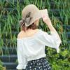 New women's sunshade, beach hat women, split-ended big bow fashion travel sunscreen big edge straw hat