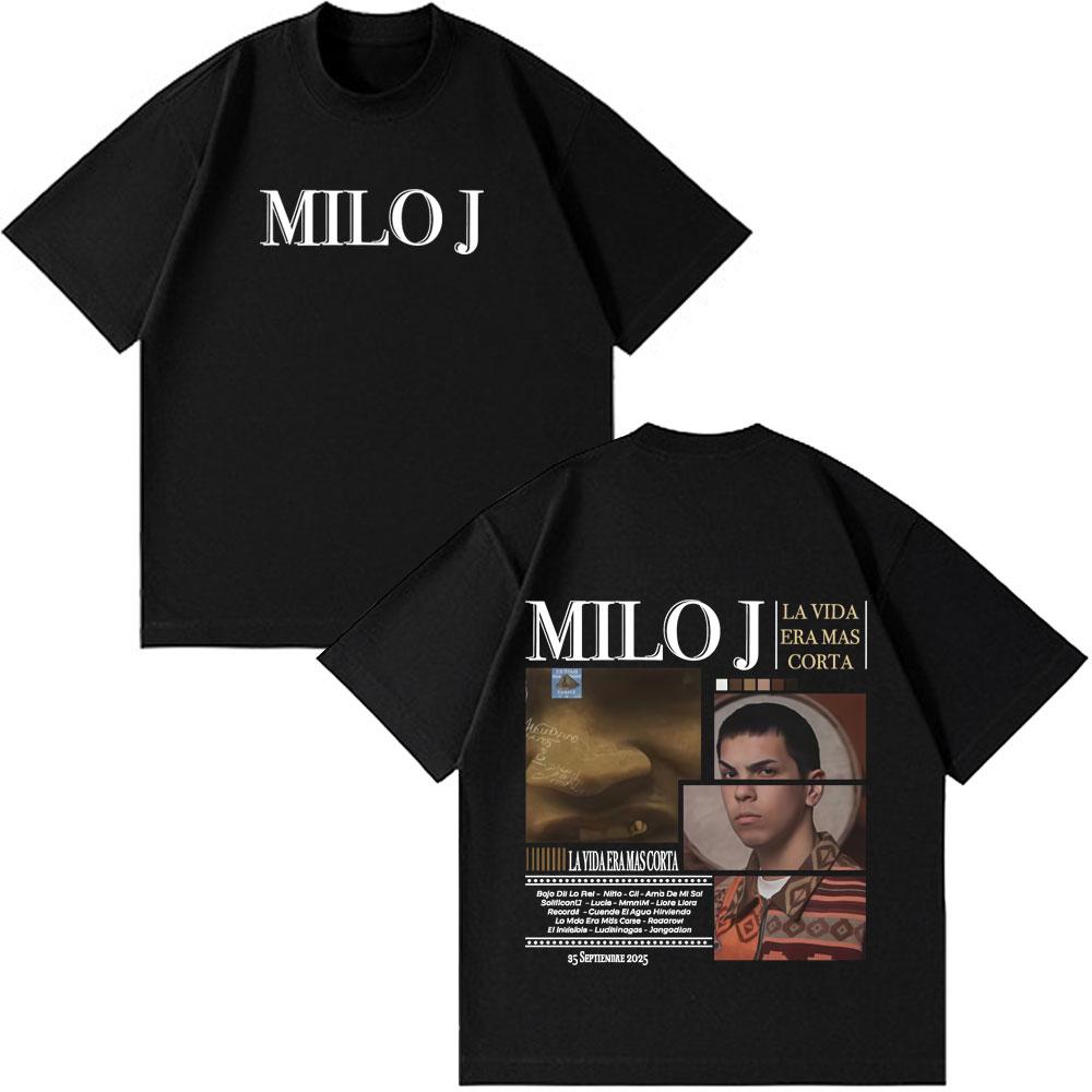 Rapper Milo J La Vida Era Mas Corta Tshirts Men Women Fashion Hip Hop Oversized T Shirt Cotton Short Sleeve Tee Shirt Streetwear
