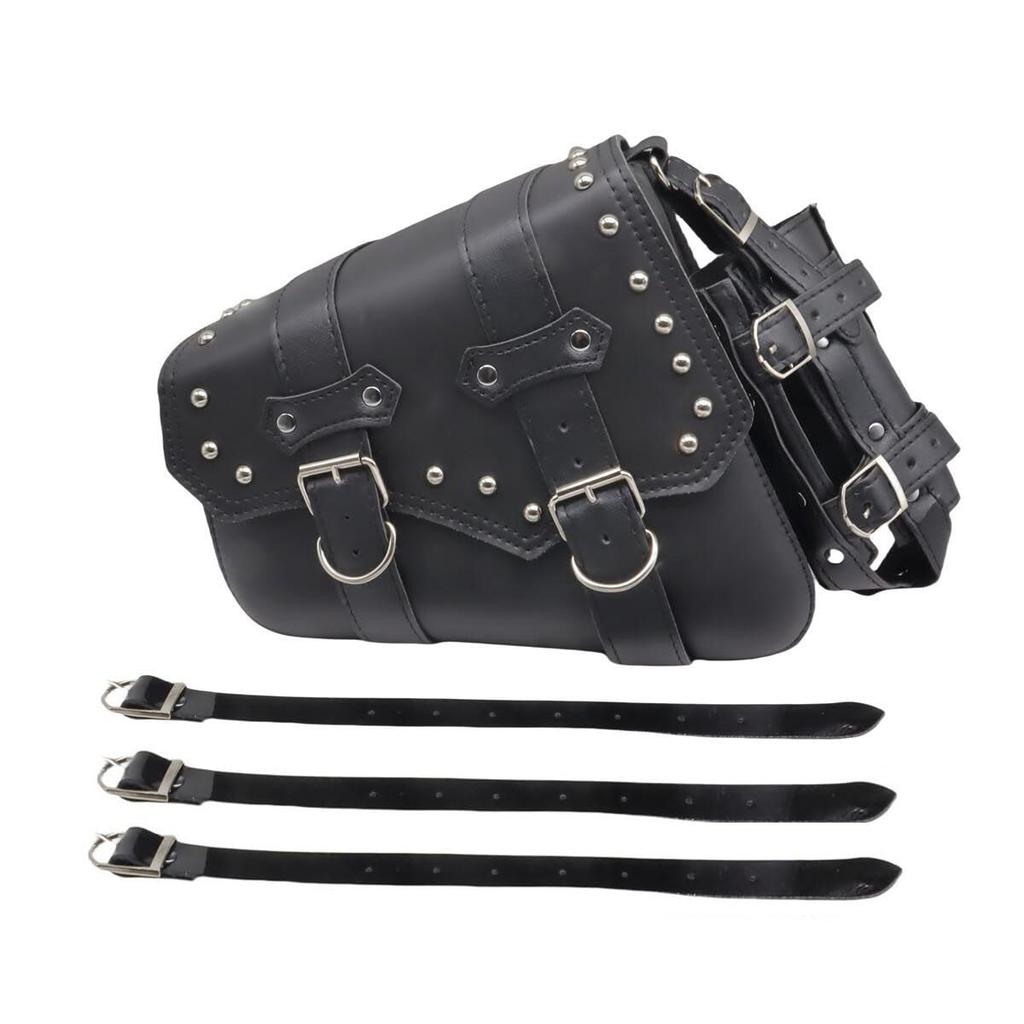 SZYUMO Motorcycle Side Large PU Travel Bag with Water Bottle Universal Motorcycle Saddlebag Bag, Capacity, Leather, Waterproof, Bag, (Left Side)