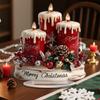 Yousheng Christmas Tabletop Sign 2D Acrylic Desktop Sign with Candles Pine Cones Red Berries Pattern for Holiday Tiered Tray Home Party Decor