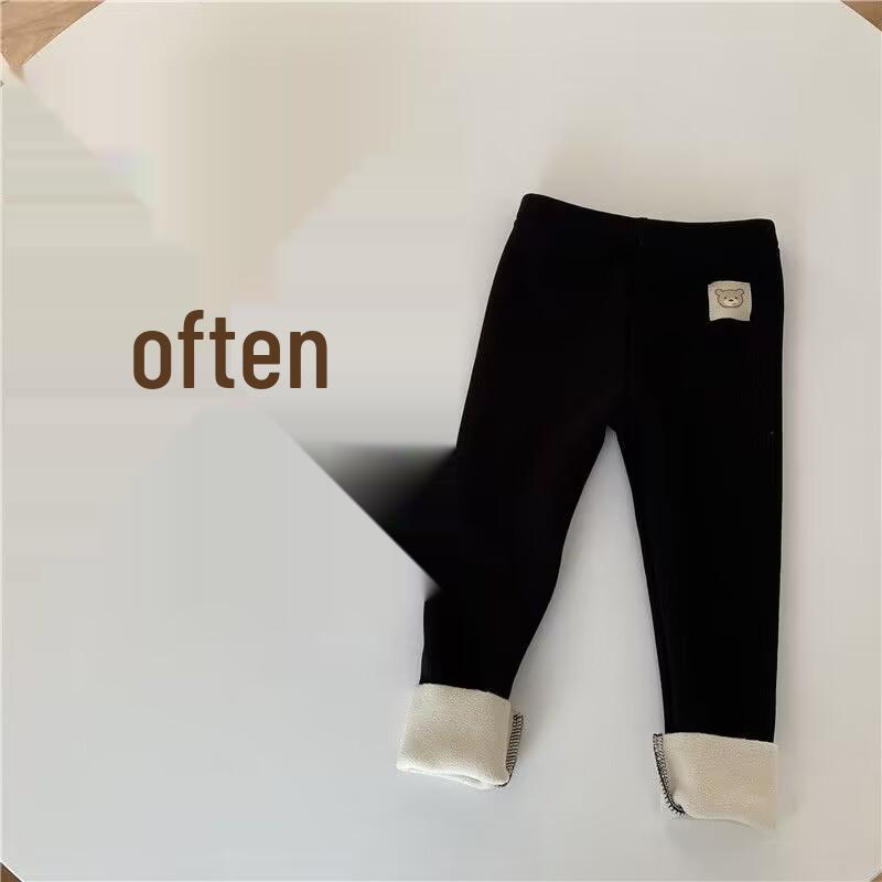 Korean Style Fleece Leggings for Baby Boys and Girls - Autumn/Winter Versatile Wear