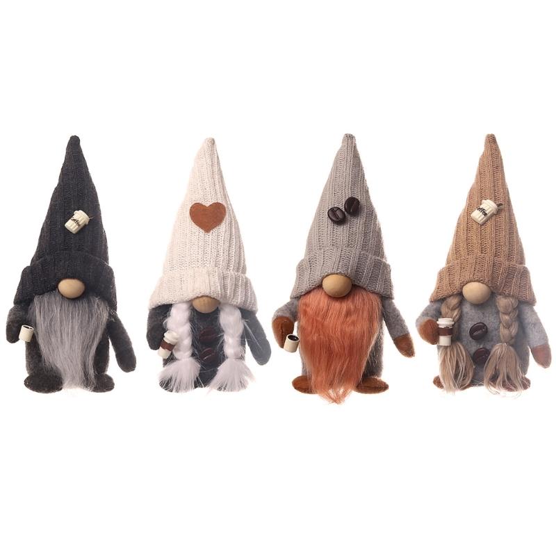 Knitted Couple Coffee Gnome Cute Art Crafts Party Decoration for Restaurant Dining Table Party Decoration