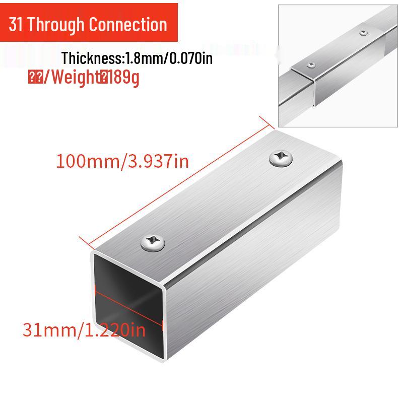 Stainless Steel Four-Way Tee Connector for Square Tubes - Weld-Free Fastener