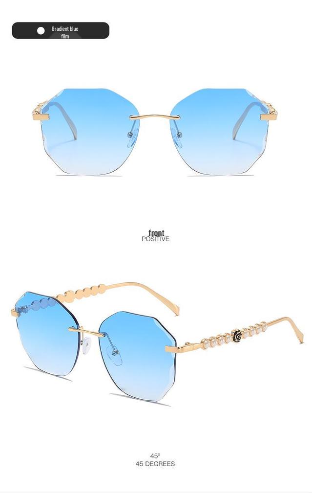 Frameless Pearl Sunglasses for Women - Elegant Y2K Style with Metal Sun Protection