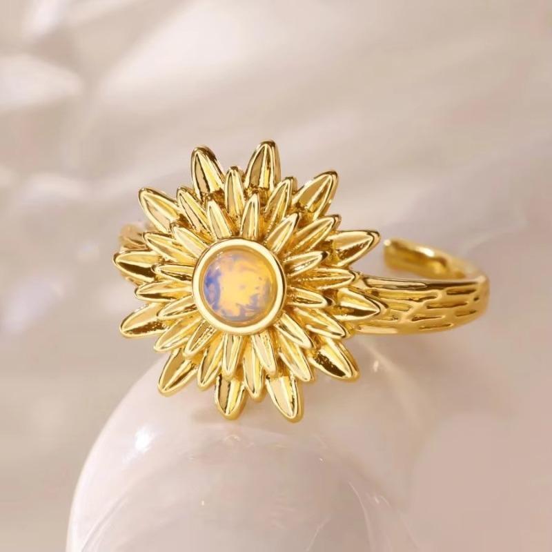 New Stainless Steel Plated K Color Zircon Ring Women's Daily Versatile Simple Temperament Medieval Ring