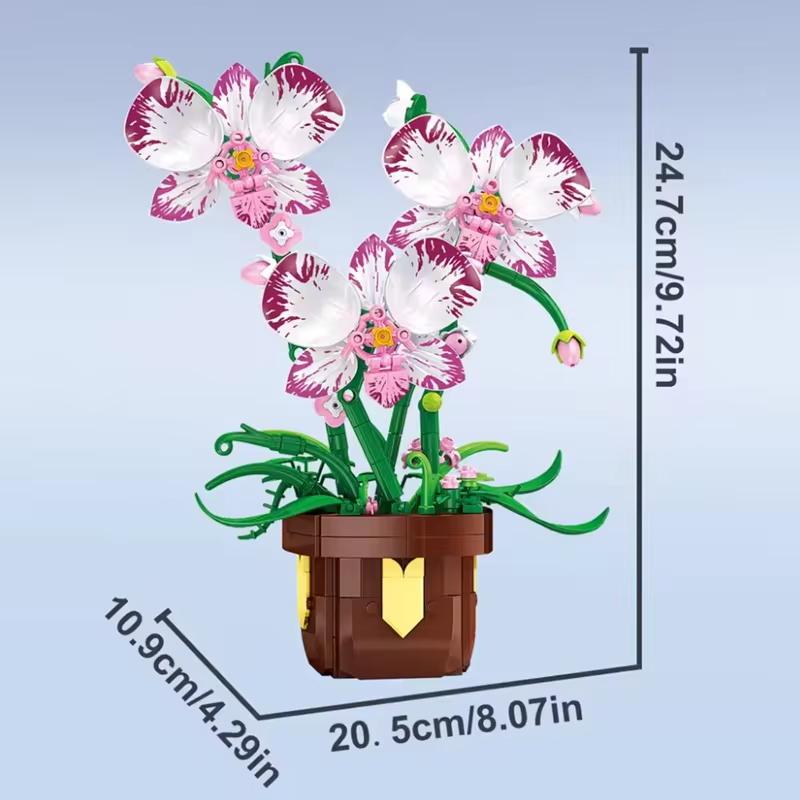 323Pcs Phalaenopsis Potted Plant Building Block Orchid Bricks Flower Model Puzzle Toys Sets New Year Christmas Birthday Gifts