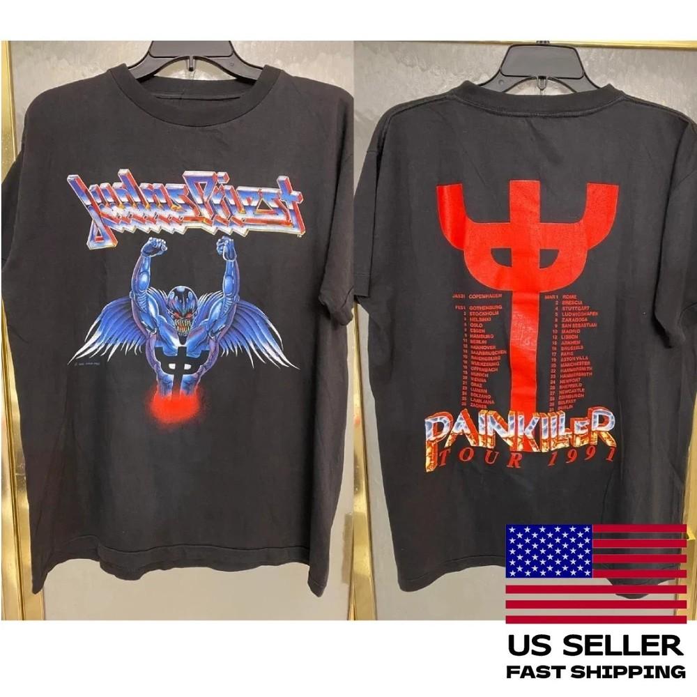 Перепечатка Одежда Винтаж 1991 Judas Priest Painkiller Тур 1991 Футболка Унисекс Футболка XL