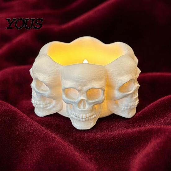 Unique Candle Holders For Halloween 3D Printed Skull Holder, with Internal Groove, Dark Style Holder Ornament, for Tea Wax And LED Candles Atmosphere