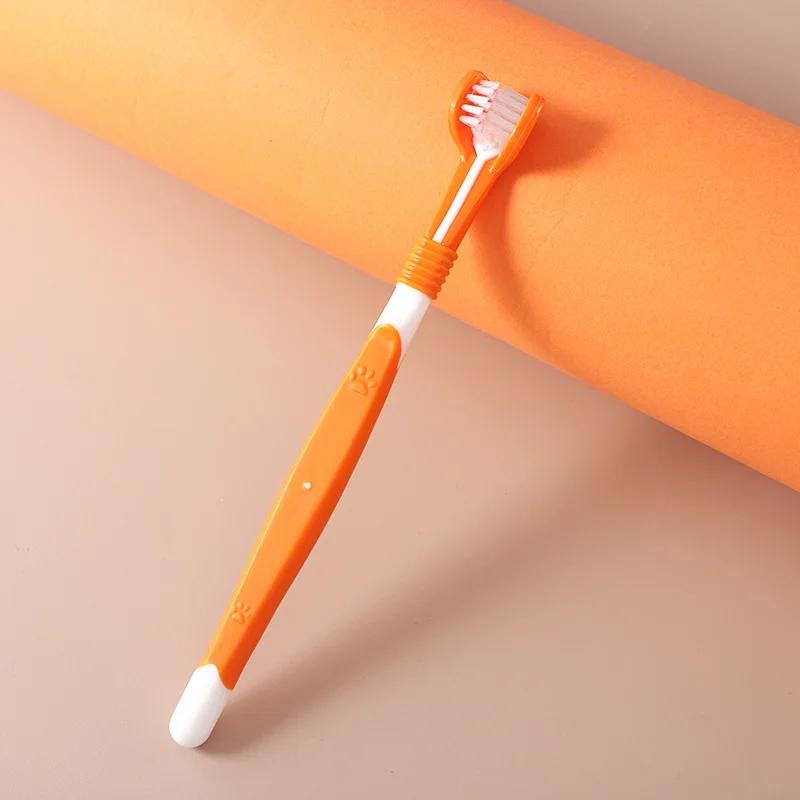 Pet Three Head Toothbrush Pet Dog Toothbrush Cat Toothbrush Cat and Dog Oral Cleaning Products Small Dog Soft Hair Toothbrush