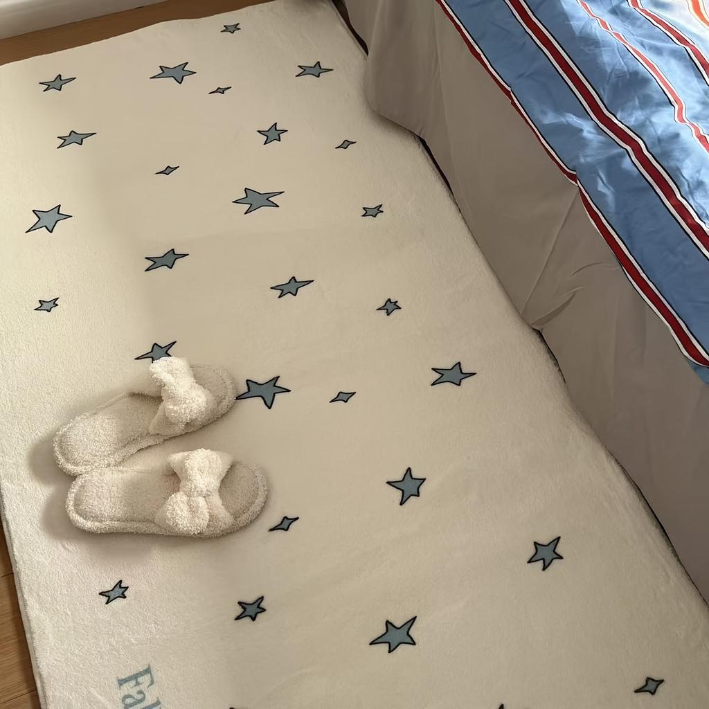 Korean-style cream-colored cute star carpet bedroom bedside rug warm bay window carpet home decoration