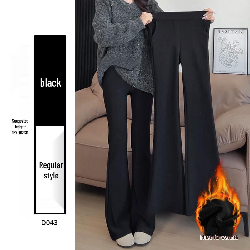 

2026 Women s High Waist Slimming Flare Pants – Plus Size & Petite, Black Trousers for Spring/Autumn S for 80-100 lbs