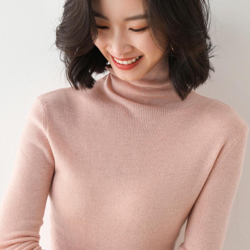 Women's Slim Fit High Neck Wool Base Layer Sweater - Autumn/Winter Collection
