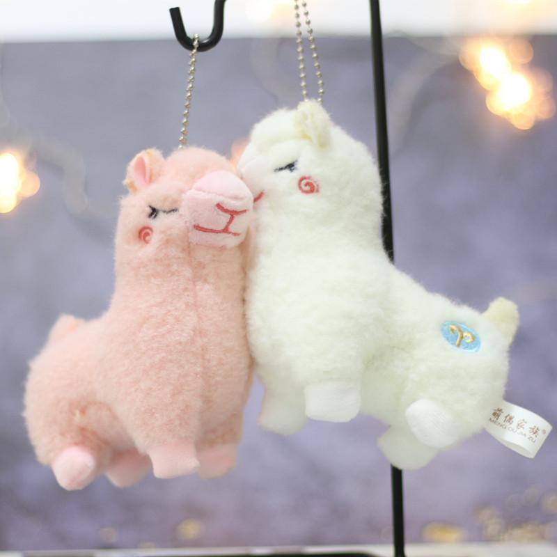 Cute Cartoon Alpaca Plush Toy Mini Fluffy Lamb Doll Keychain For Bags