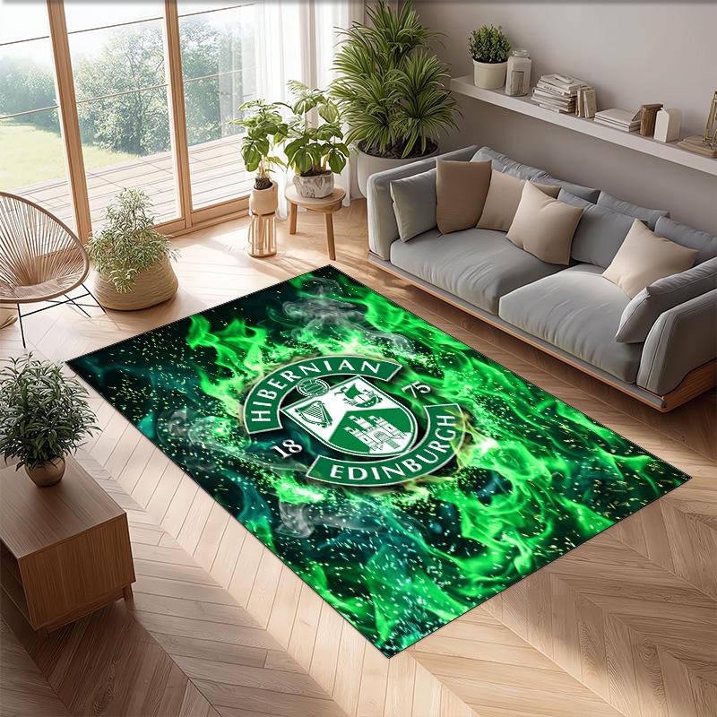 Tappeto Morbido per Pavimento Antiscivolo Hibernian FC Calcio Calcio Modello Tappeto per Interni Tappetino Decorazione Sportiva per Camera da Letto