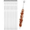 Stainless Steel Flat BBQ Skewers: Lamb Kebab Roasting Forks, Outdoor Grilling Needles, Thick 9-Figure Twisted Design.