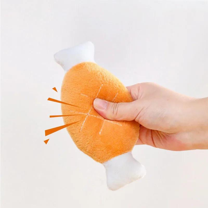 Plush Squeaky Chicken Leg Pet Toy Interactive Chew Bone for Dogs Cats Teeth Cleaning Supplies