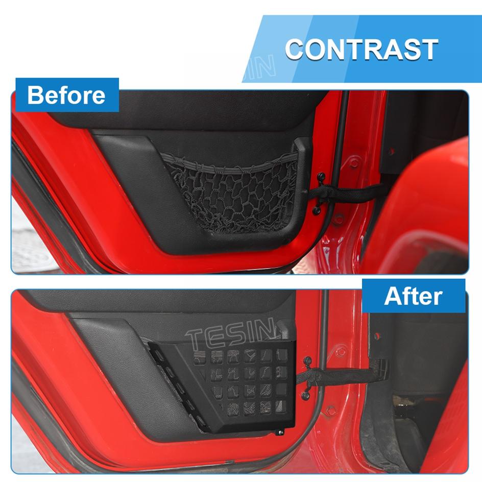 TESIN Metal Car Front Rear Door Storage Box Door Side Insert Organizer Box Pockets for Jeep Wrangler JK 2/4 Door 2011-2017