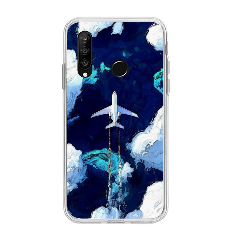 

Чехол для телефона с изображением неба на фоне самолета для Huawei P20 P40 Lite P30 Pro P Smart 2019 Nova 3e 6 Se, силиконовый прозрачный мягкий чехол Honor 10