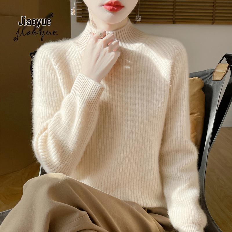 

Women s 2024 Winter Thick Wool Cable Knit Sweater - Half High Neck Double Extra Large