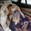 Sanrio Kuromi Magic Witch Blanket Starry Sky Oil Painting Printed Flannel Throw Blanket Multi-use Nap Blanket for Dorm Home
