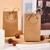 10set With Tag and Rope Candy Box Bread Bag White Candy Biscuit Bag For Guest Gift Gift Bag Brown 7x3.5x11CM