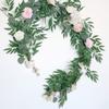 Artificial Rose Vine 70.9 Inch Hanging Fake Floral Garland for Wedding Party Table Centerpiece Garden Decor White