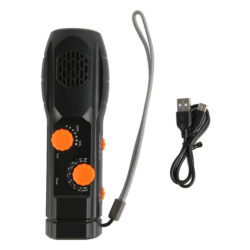 Flashlight Emergency Radio AM FM USB Charging SOS Alarm 1200mAh Small LED Hand Crank Radio for