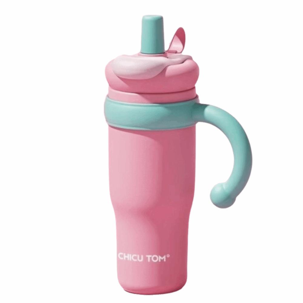 

Creative Outdoor Insulated Mug Leak Proof Drinking Straw Cup Coffee Tea розовый