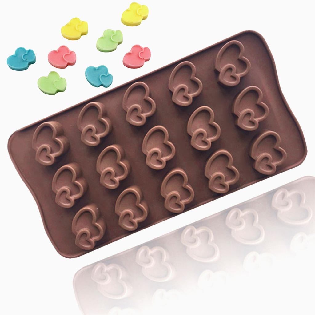 Multicavity Double Heart Summer Drink Ice Tray Love Shape Chocolate Candy Jelly Baking Tool Cake Decor Soap Candle Silicone Mold