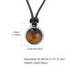 Faceted Sparkling Natural Stone Pendant for Men,Adjustable Black Cord Long Chain Tiger Eye Stone Collars,Stylish Jewelry Gift
