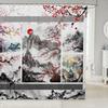 Kids Japanese Geisha Shower Curtain Boys Girls Cherry Blossoms Bathroom Shower Curtain Set Japanese Style Bath Curtain