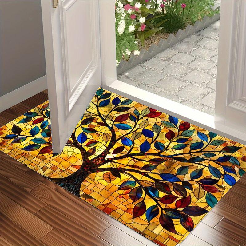 Retro Tree of Life 2D Printed Door Mat Living Room Bedroom Entrance Carpet Indoor Decorative Carpet