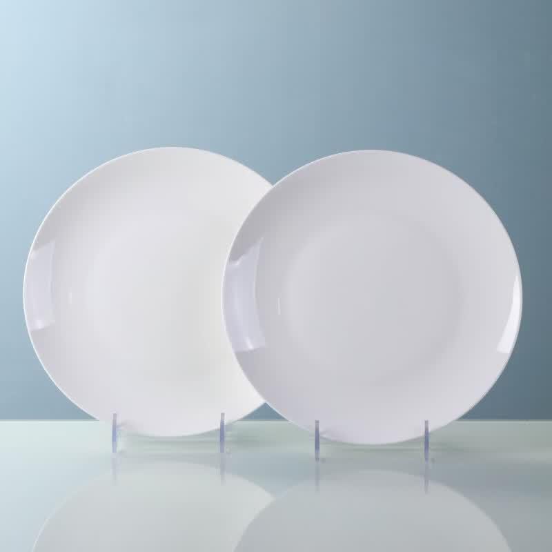 Haoya 10-inch Pure White Underglaze Ceramic Dinner Plates (Set of 2)