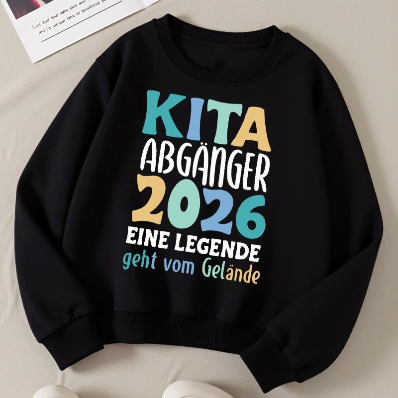 Kids Crewneck Long Sleeve Sweatshirt, Trendy Kita Graduates 2026 Legend Leaves Print Pullover 110