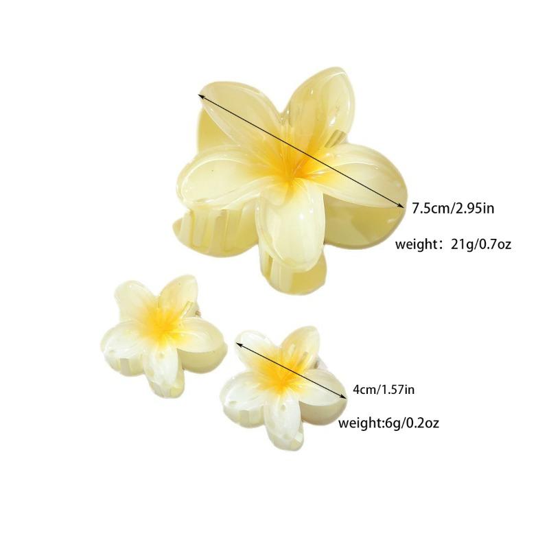 Hot-selling Set of Frangipani Scratch-off Flower Hair Clips Vacation Travel Semi-tied Hair Shark Clip Hair Accessories