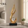 Wealth Accumulation Decoration Abstract Decorative Sculpture with Clear Crystal Ball, Modern Flowing Curve Tabletop Decor Statue Feng Shui Ornament