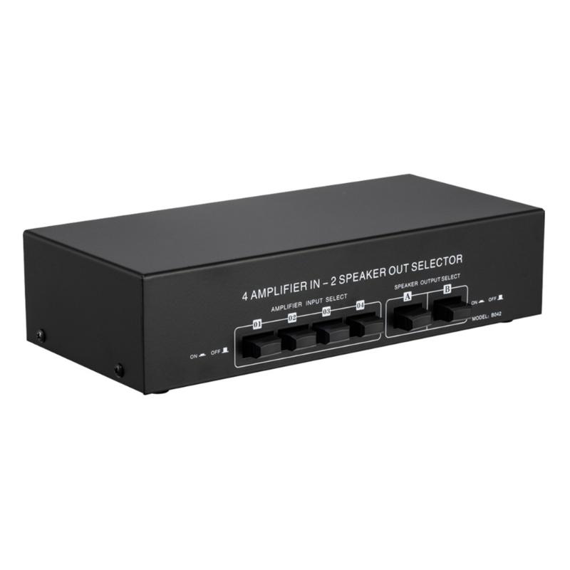 4 in 2 Out Amplifiers Switcher Selector Speaker Splitters Switcher Box Selector 4 in 2 Out Switcher Banana Adapters