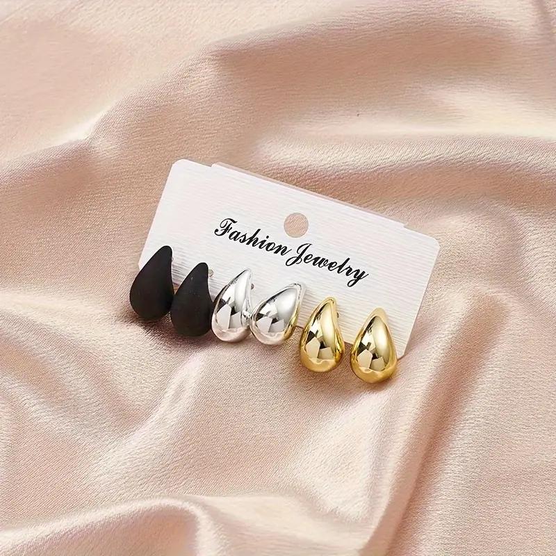 Vintage Elegant Teardrop Stud Earring Set Chic Simple Fashion Lightweight Earrings for Women Daily Wear Party Zircon Gift 2025