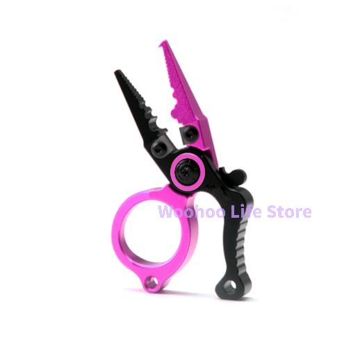 Compact Lockable Fishing Pliers Aluminum Alloy Mini Lure Pliers with Ring Opener And Line Cutter for Saltwater Outdoor Use