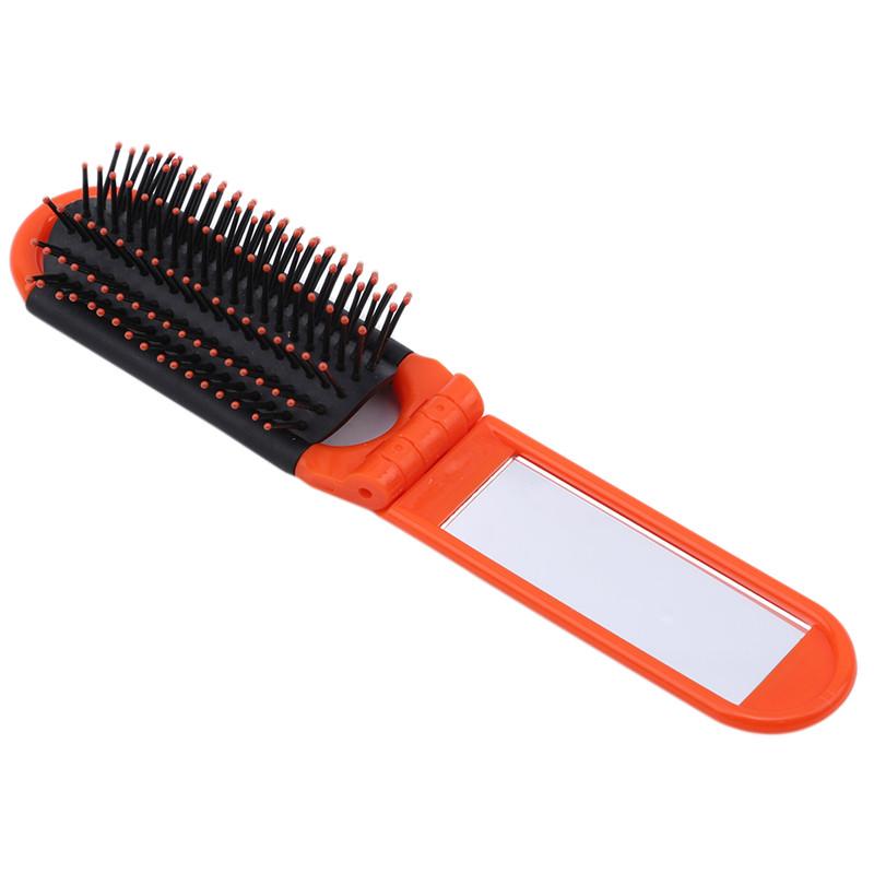 

Plastic Folding Comb Portable Makeup Mirror Comb Foldable Massag Girls Bang Practical Convenient Carry On Bag Comb помаранчевий