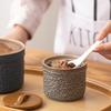 Ceramic Marble Stewed Pot Water-proof Stewed Pot with Cover Ceramic Steamed Egg Bowl Egg Soup Stewed Pot with Wood Grain Cover