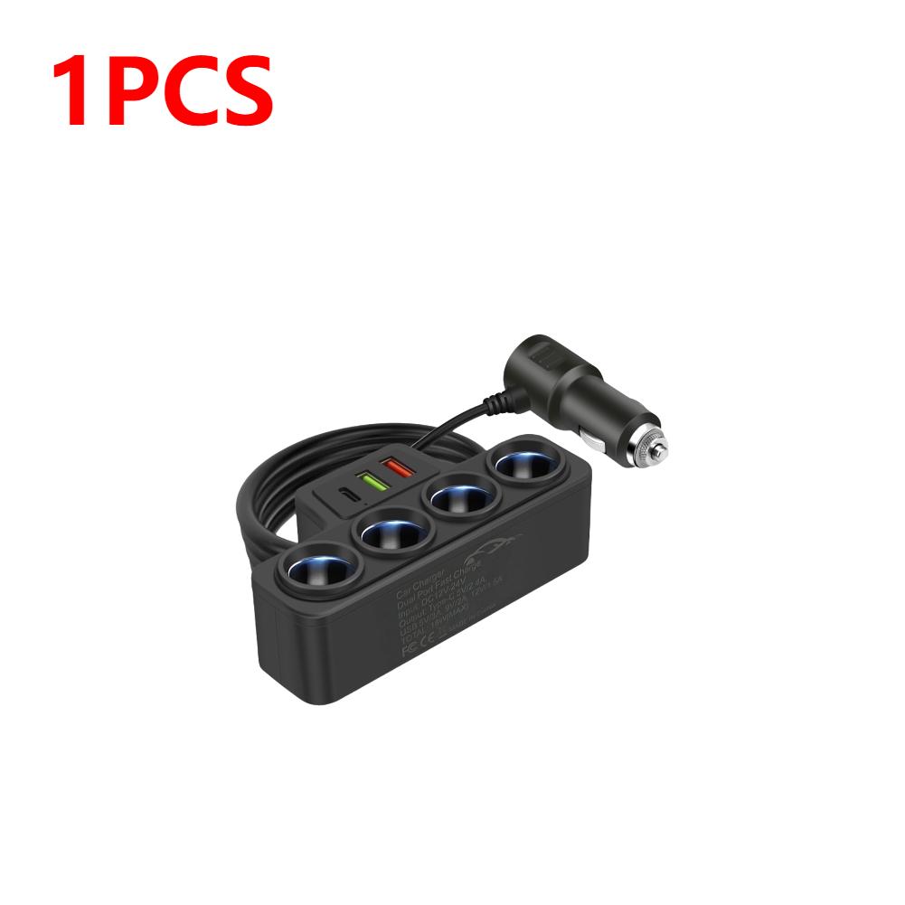 

Car Cigarette Lighter Socket Splitter Plug 3 USB Socket QC3.0 PD 3.1A 12V-24V Fast Charger Plug 4-Socket 18W Phone Power Adapter