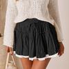 Women's Fashion Solid Color Splicing Cake Skirt Lace Lace High Waist A-line Half Length Short Skirt