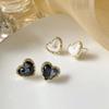 Trendy Vintage Heart Earring Women Classic Black White Stud Earrings Female Fashion Earrings Female Jewelry Gift