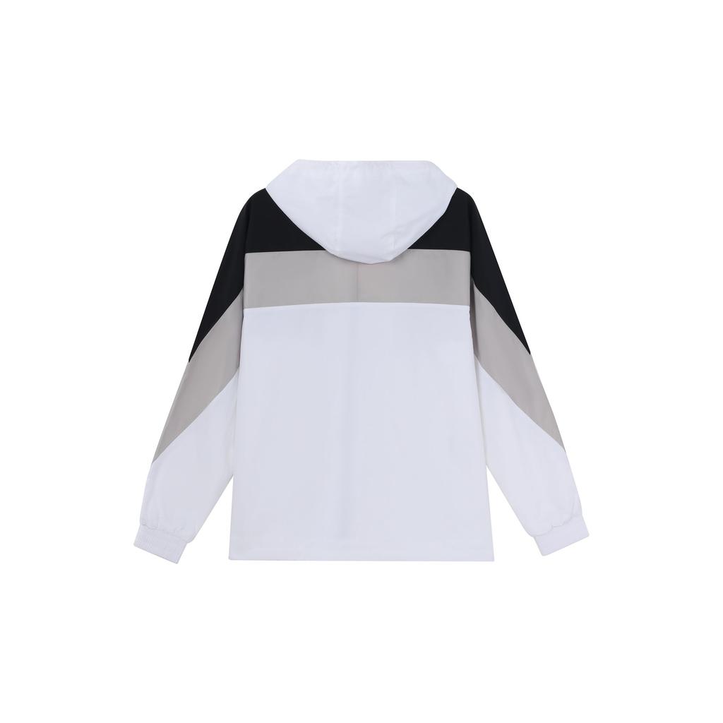 Li-Ning Sports Fashion Series Color Block Hooded Drawstring Loose Jacket Autumn Men Outerwear White AFDQ045-1