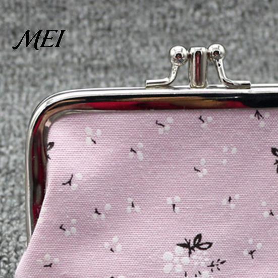 Versatile Small Wallet Floral Canvas Coin Purse, Women Change Purse with 2 Compartments, Kiss Lock Closure Pouch for Cash Coins Cards Durable