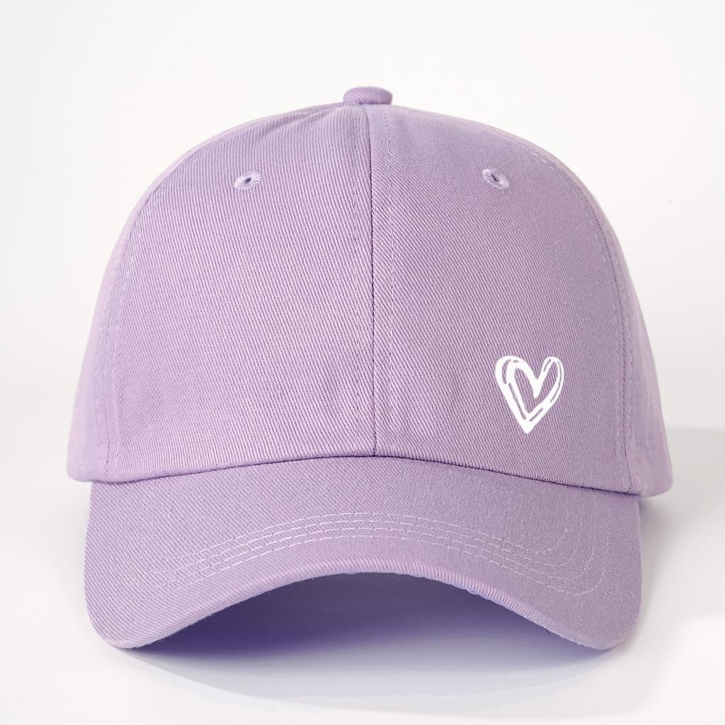 Solid color love printed baseball cap for both men and women, suitable for casual and versatile travel, sun protection, and gath