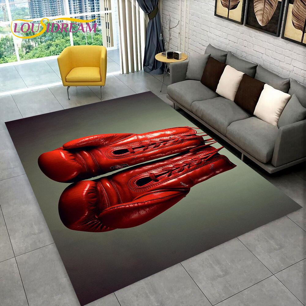 Rękawice bokserskie 3D Bokser Walka Dywan duży, Dywan do salonu sypialni sofa wycieraczka dekoracja, mata podłogowa antypoślizgowa dla dzieci