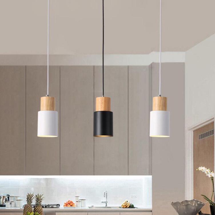 Nordic Solid Wood Macaron Pendant Light - Modern, Creative Lighting for Restaurants, Bars, and Bedrooms.